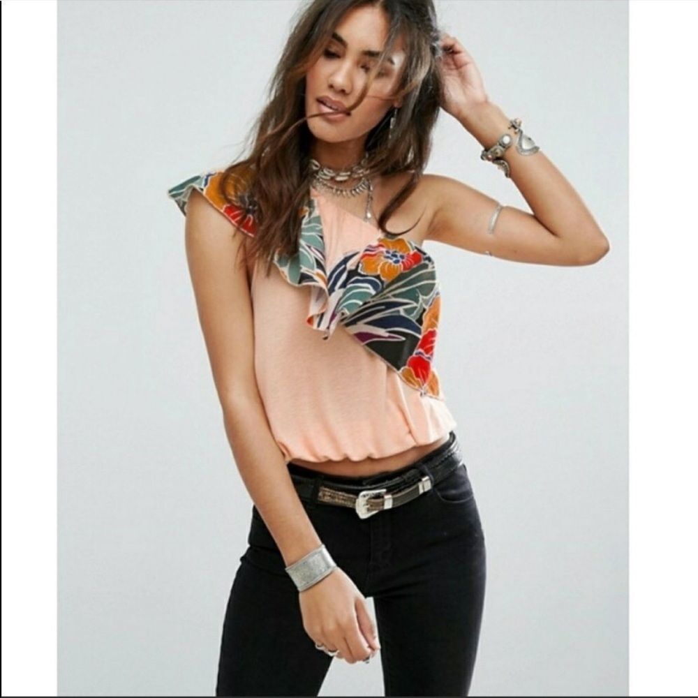 Free People Annika Bubble One Shoulder Floral Top